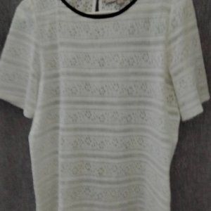 White lace with black collar blouse